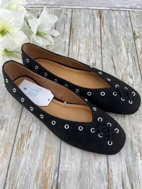 Women’s Faux Suede Corset Ballet Flats Shoes Size 9